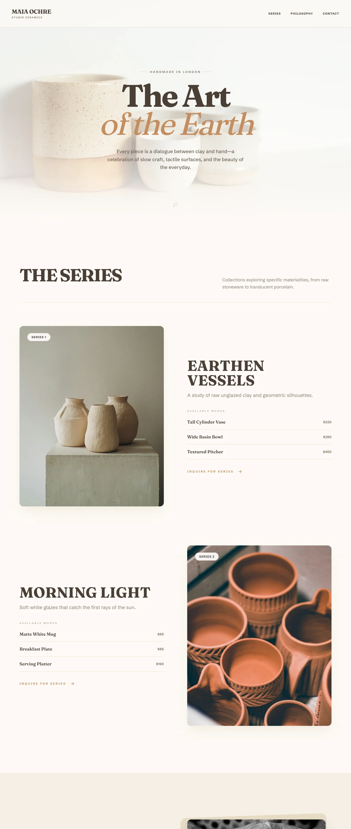 Ceramicist website demo