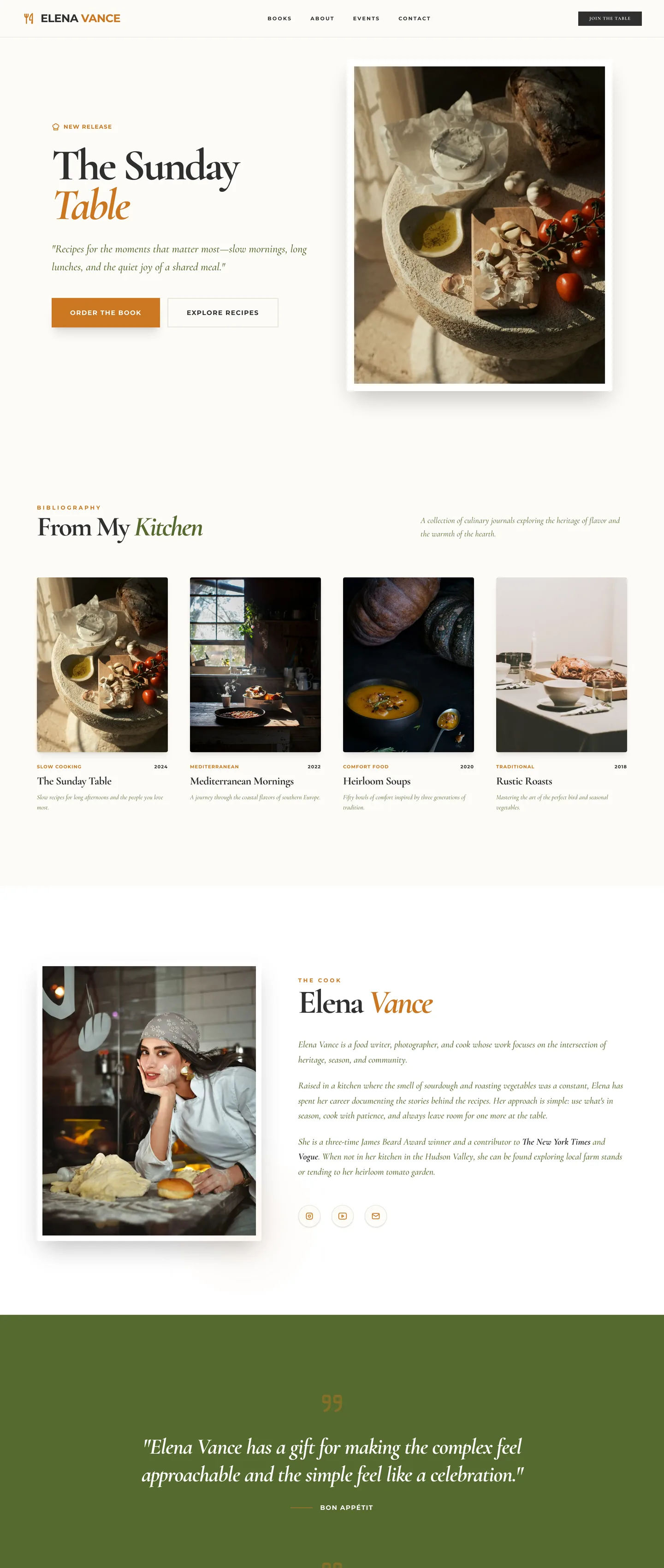Cookbook author website demo