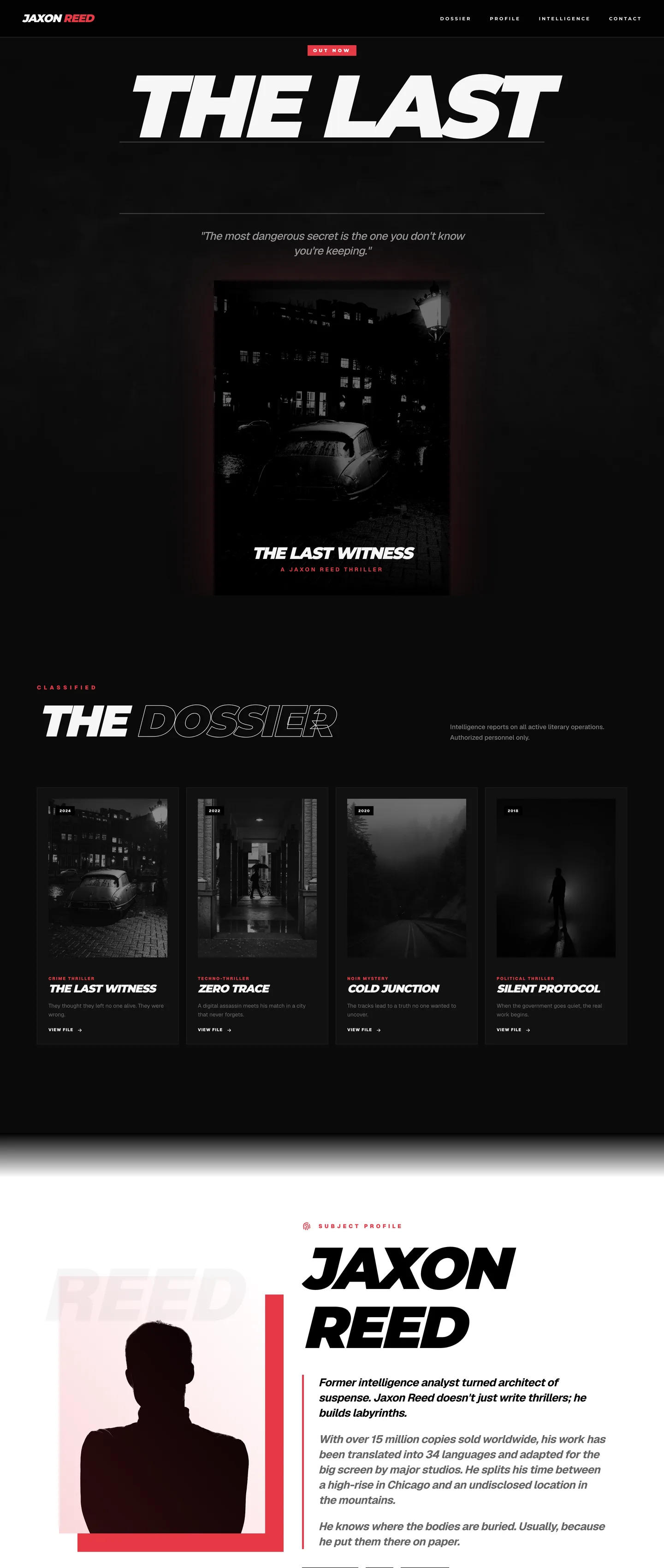Thriller writer website demo