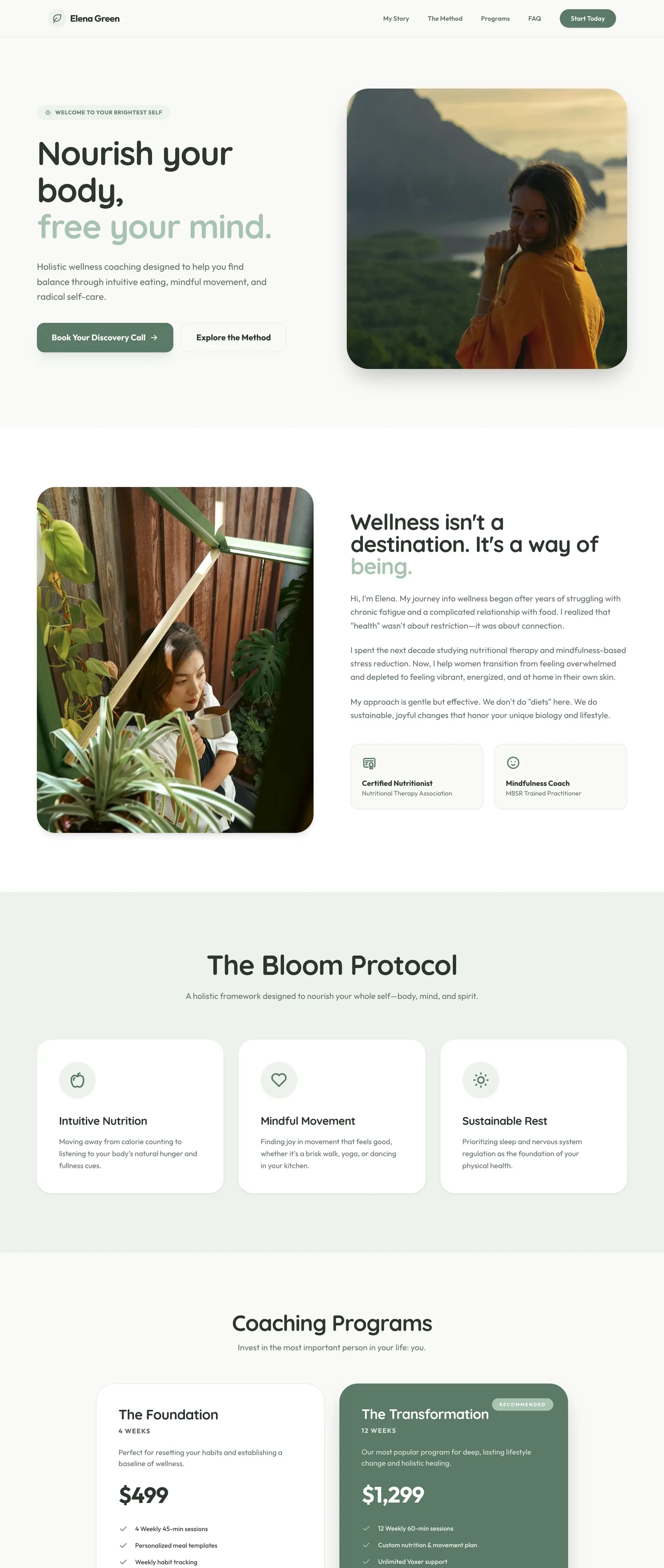 Health & wellness coach website demo