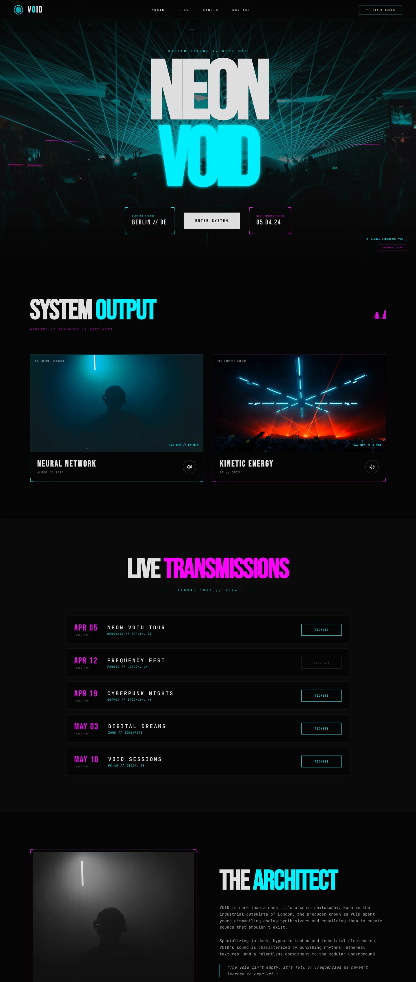 DJ / electronic website demo