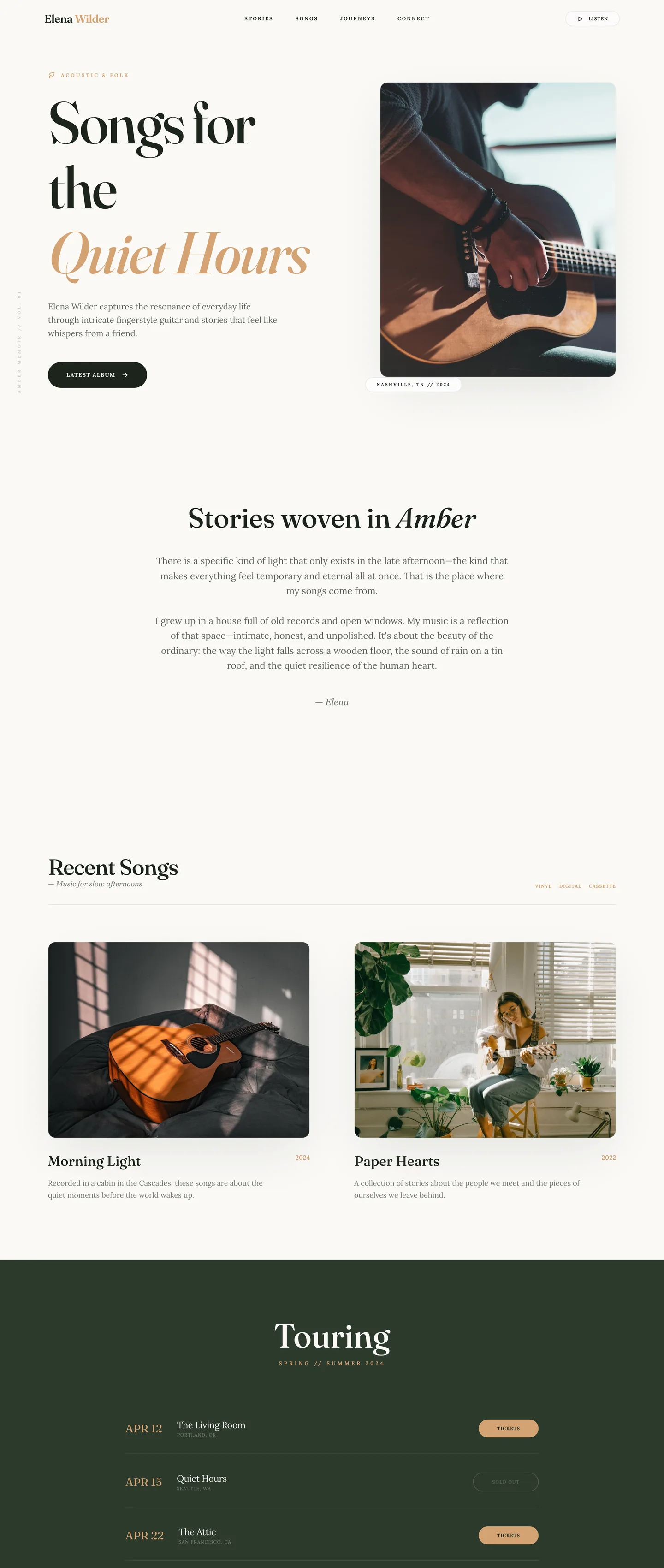 Singer-songwriter website demo
