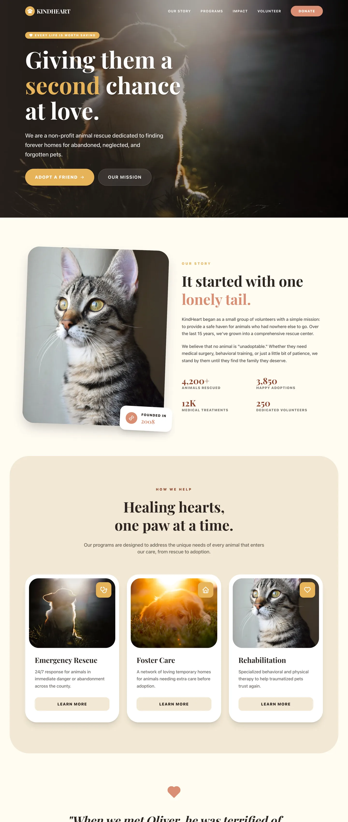 Animal rescue website demo