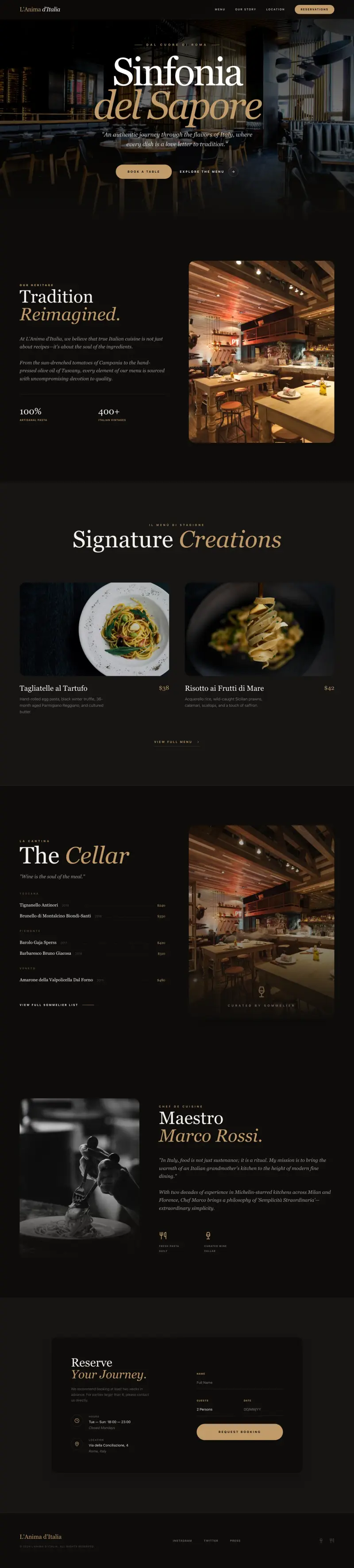 Fine-dining Italian website demo